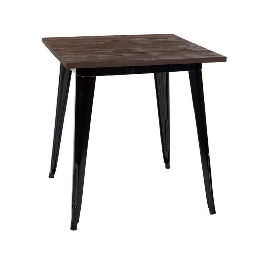 Tolix Café table 60cm x 60cm square wooden top, also available in white.