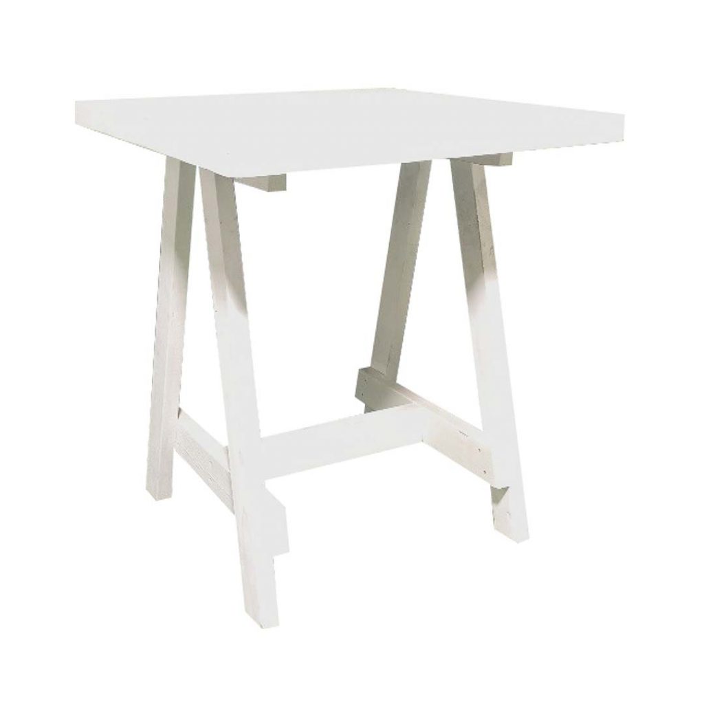  

White timber café table 80cm x 80cm square top with A-frame leg.