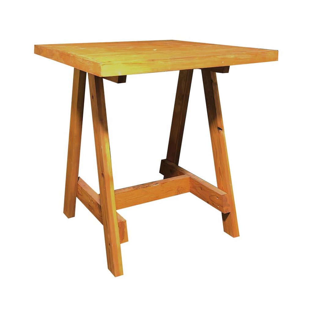  

Natural stained timber café table 80cm x 80cm square top with A-frame leg.