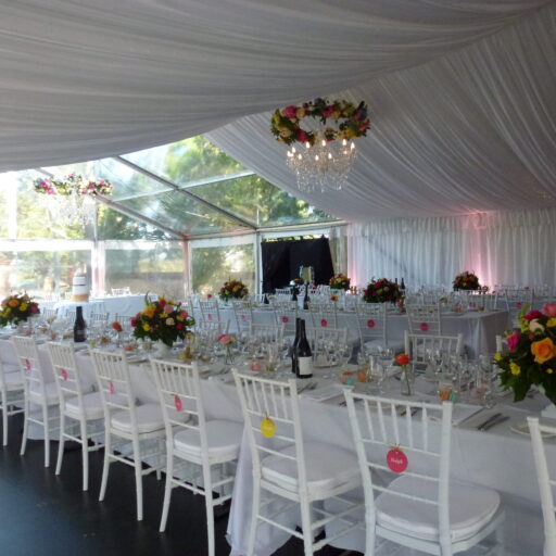 Wedding-at-Carclew-House-10m-x-18m-Pavilion-with-Black-Ply-Flooring-Wall-and-Roof-Lining-Chiavari-Chairs-White-Linen-and-Tableware
