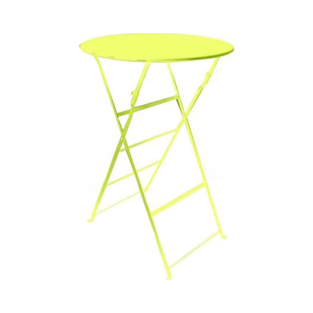  

Metal folding bar table 70cm diameter x 106cm high, also available in blue and red.