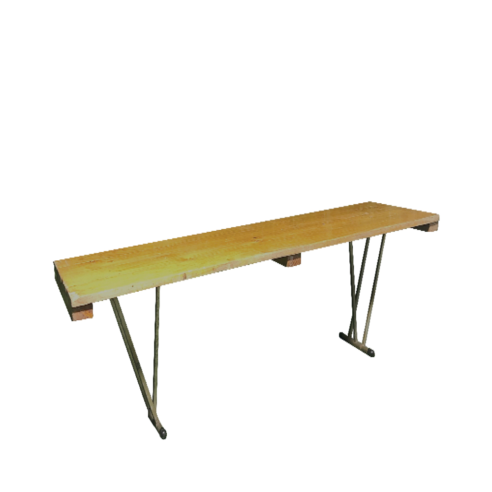 Our Wooden Trestle Tables are 75cm in width and are available in the following lengths:

 	1.8m (6ft): Seats 8 including ends - $11.00
 	2.4m (8ft): Seats 10 including ends - $12.00
 	3m (10ft): Seats 12 including ends - $15.00

 

 

 